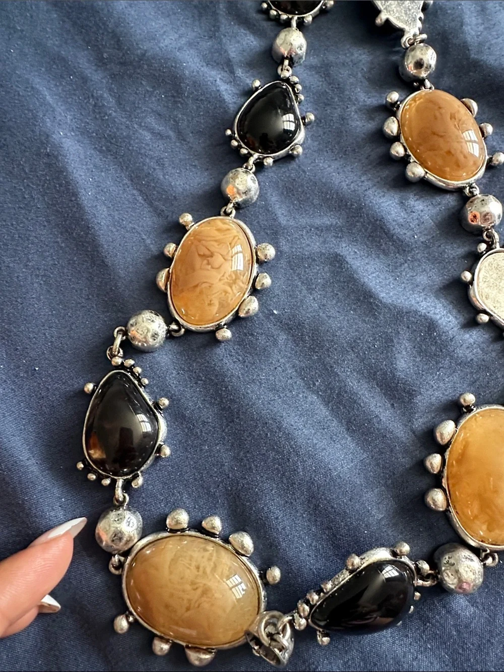 Zara Black and Amber Stone Pendant belts